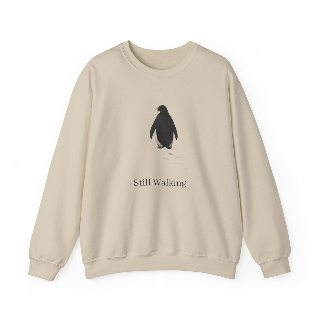 Penguin 'Still Walking' design Crewneck Sweatshirt | Minimal Antarctic illustration