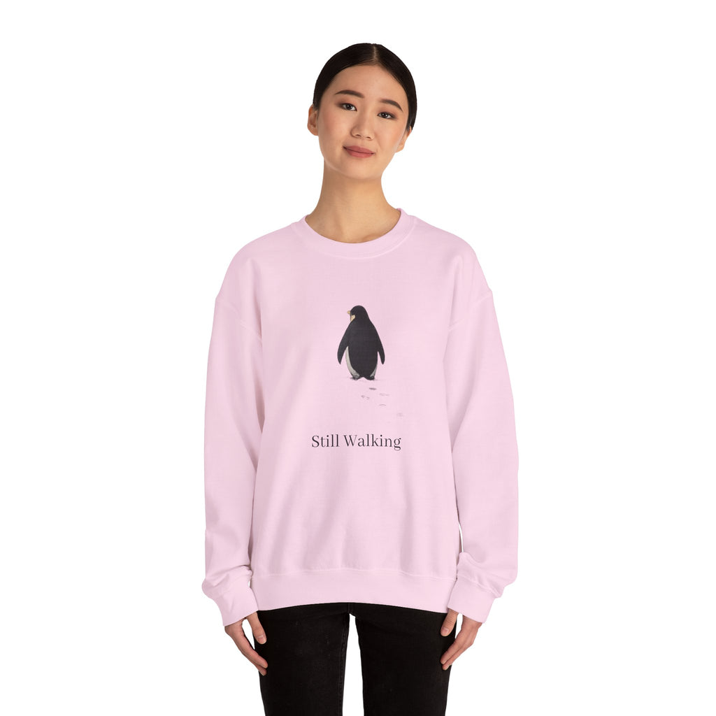 Penguin 'Still Walking' design Crewneck Sweatshirt | Minimal Antarctic illustration