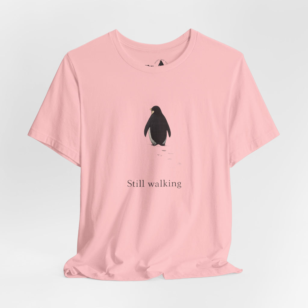 Still Walking T‑Shirt — "Still walking. But why?" German Minimalist Tee
