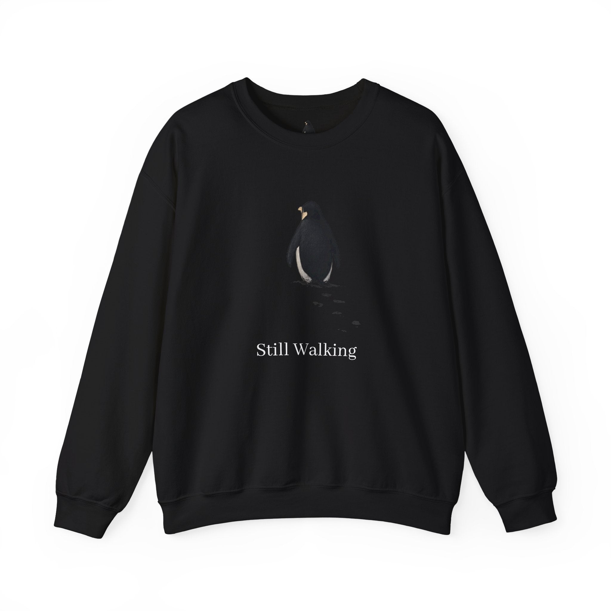 Penguin 'Still Walking' design Crewneck Sweatshirt | Minimal Antarctic illustration