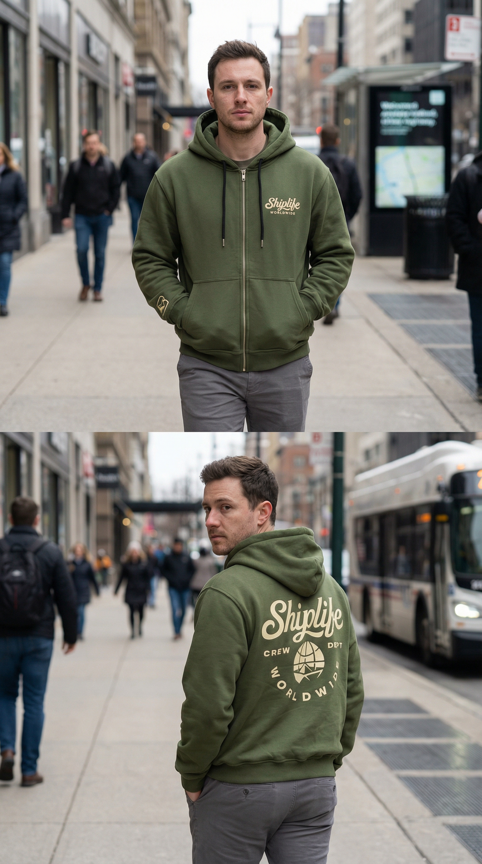 Shiplife Worldwide Full Zip Hoodie 2026 – Olive | Pre-Sale